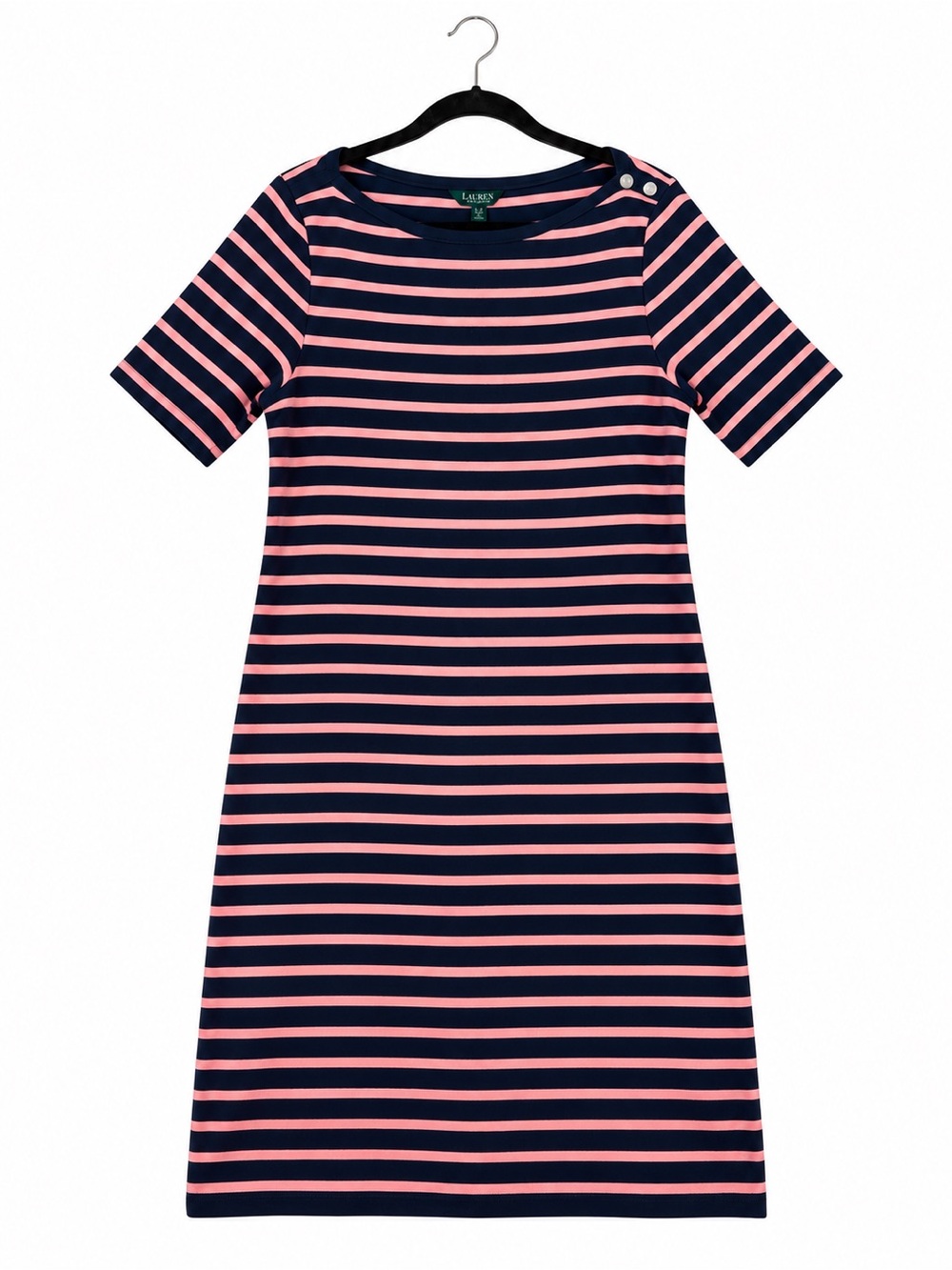 Ralph Lauren Navy and Pink Striped Tee Dress